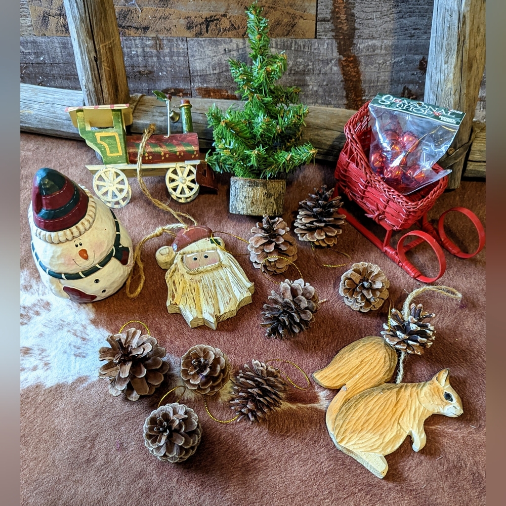 Bundle of Vintage Rustic Christmas Ornaments